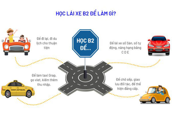 Bằng lái xe B2 được sử dụng với những công dụng như hình minh họa